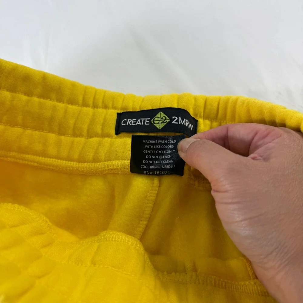 Create 2MRW Men Yellow Tribal Geometric Print Jogger Sweatpants Ankle Zip NWT